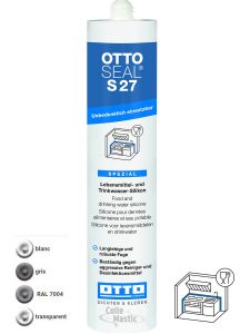 Colle ou mastic: silicone S27 pour denrées alimentaires et eau potable