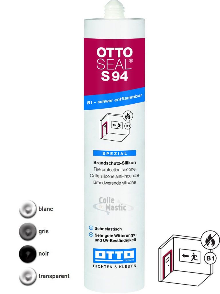 Colle ou mastic: silicone S94 résistant au feu B1